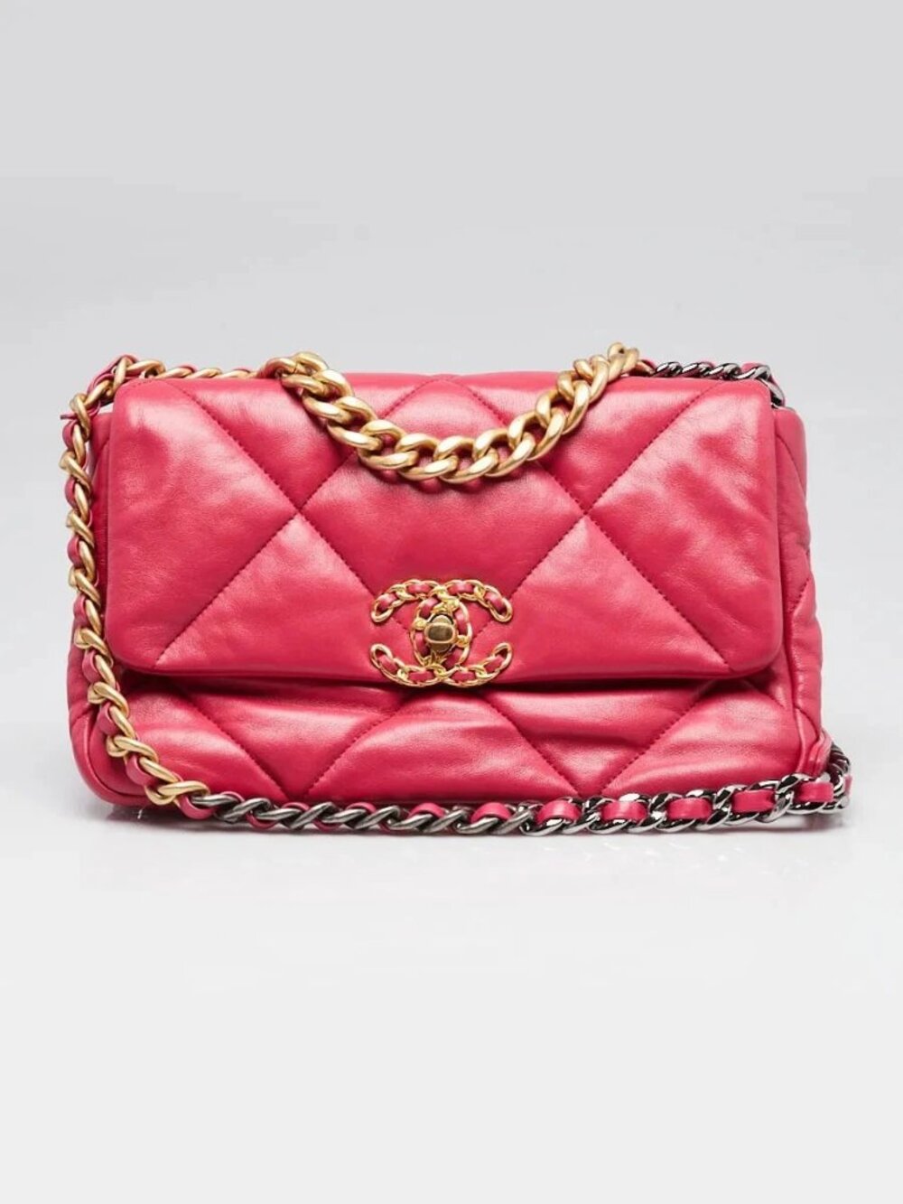 Chanel Pink Quilted Lambskin Leather Chanel 19 Small Flap Bag